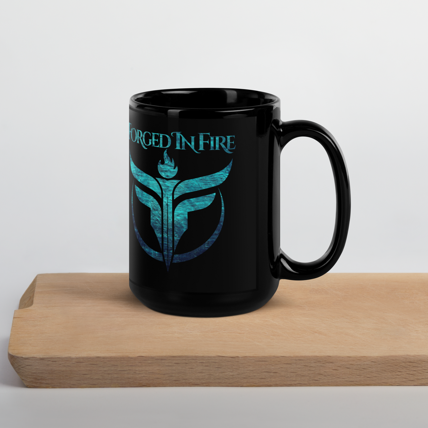 Forged in Fire Black Glossy Mug