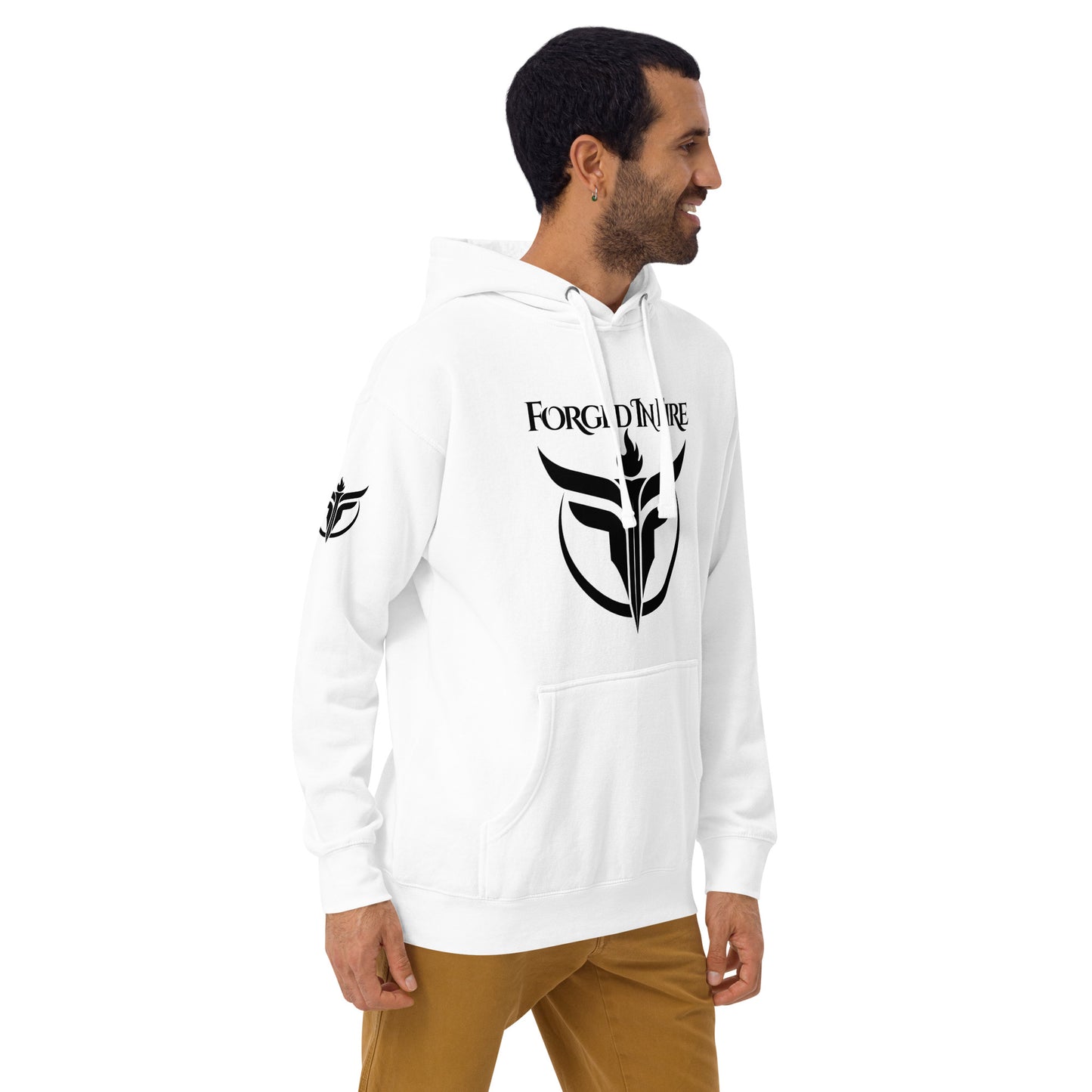 Unisex Black Logo Sleeves + Chest Hoodie