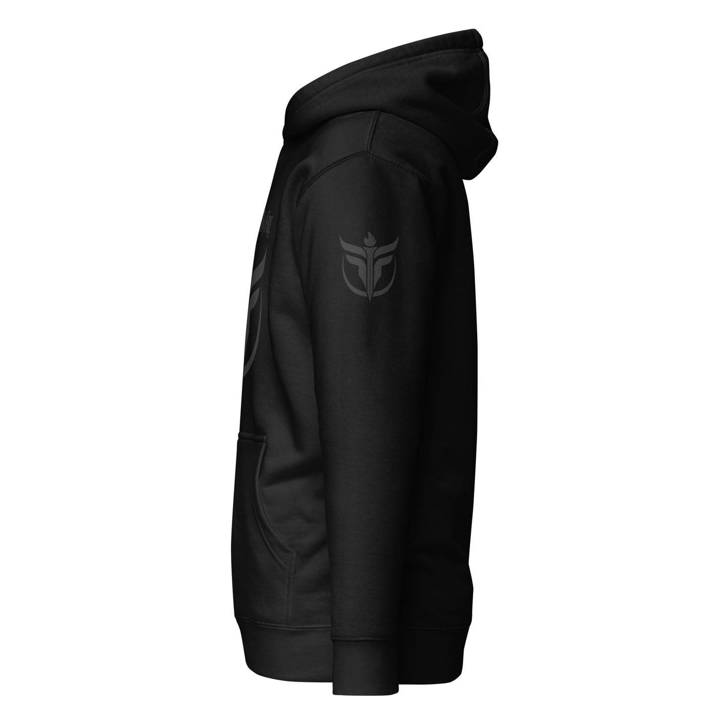 Unisex Black Logo Sleeves + Chest Hoodie