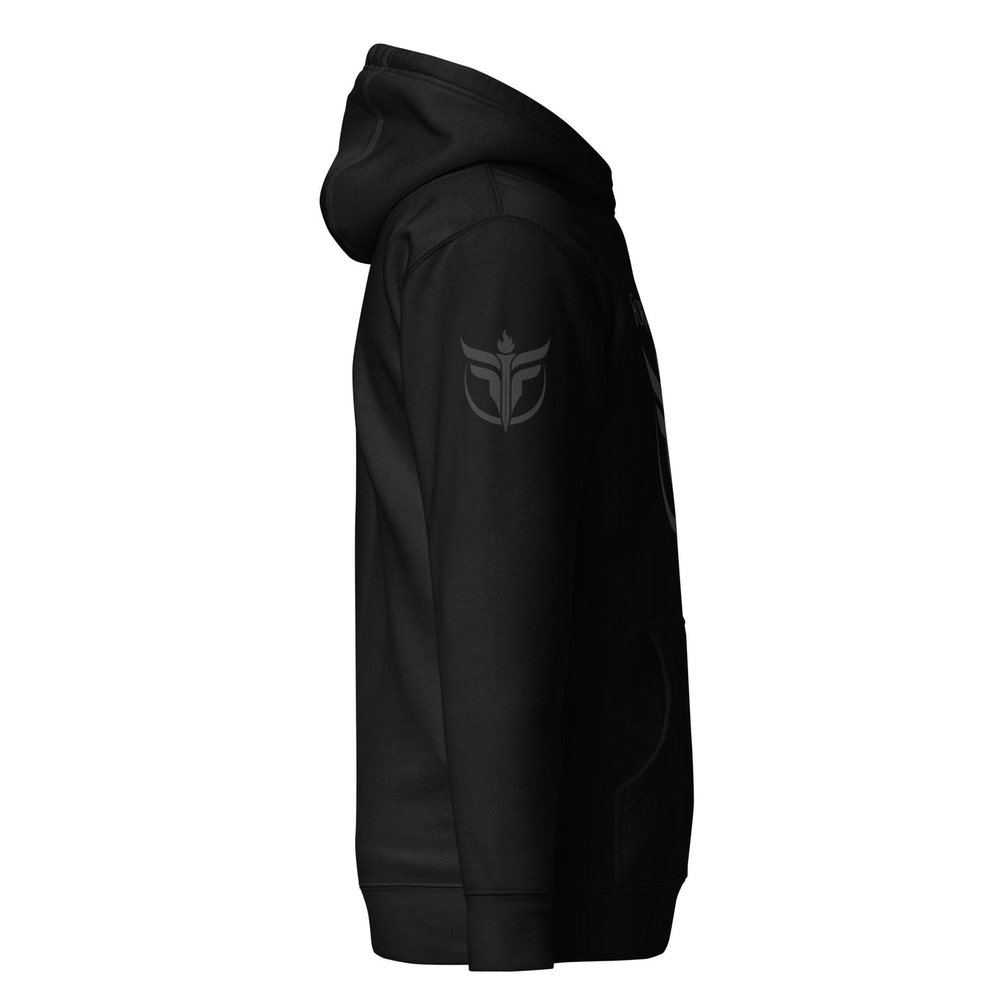 Unisex Black Logo Sleeves + Chest Hoodie
