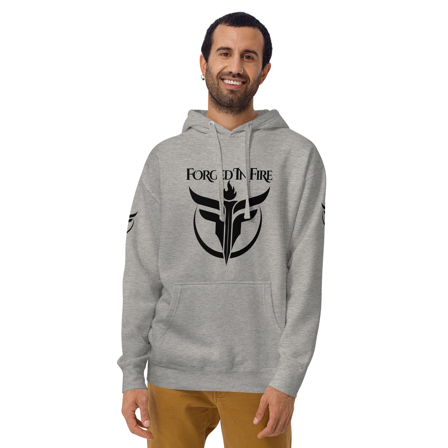 Unisex Black Logo Sleeves + Chest Hoodie