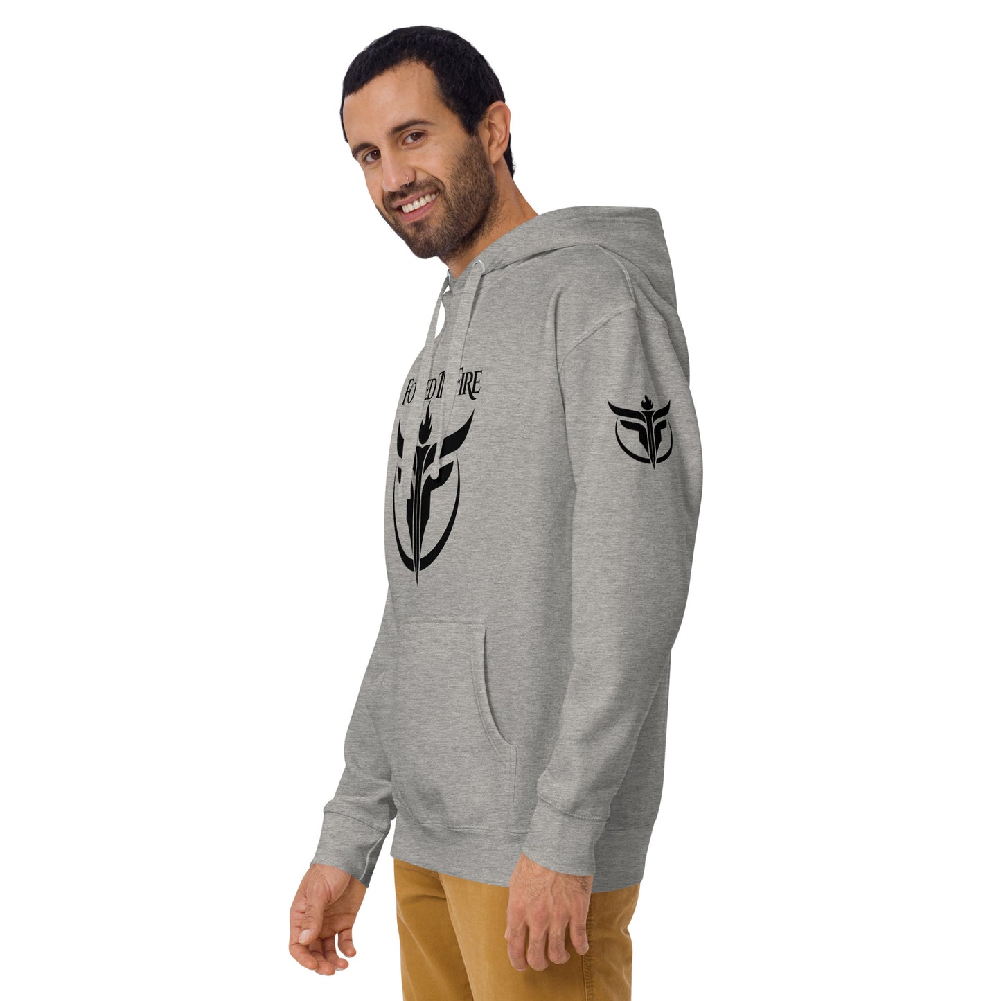 Unisex Black Logo Sleeves + Chest Hoodie
