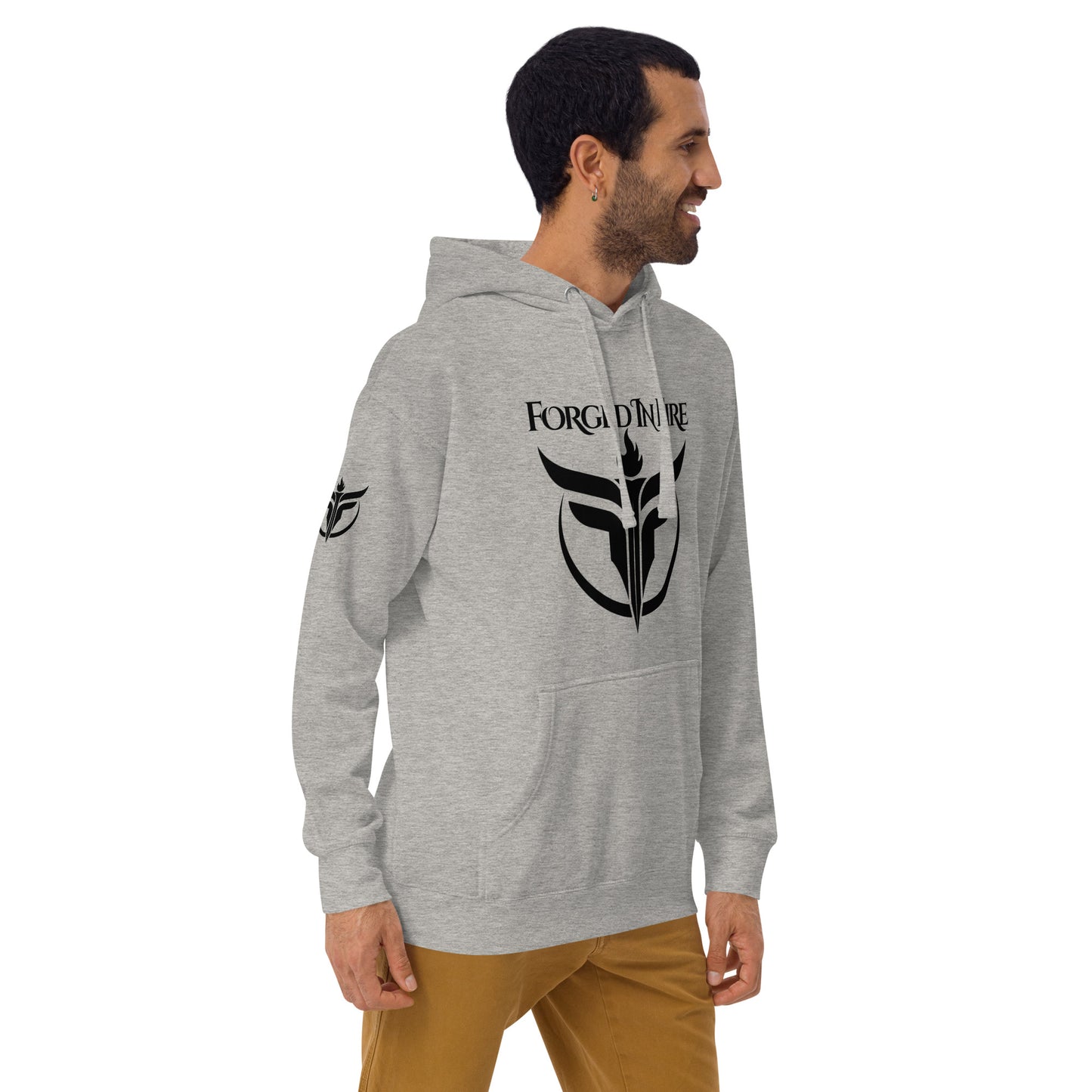 Unisex Black Logo Sleeves + Chest Hoodie