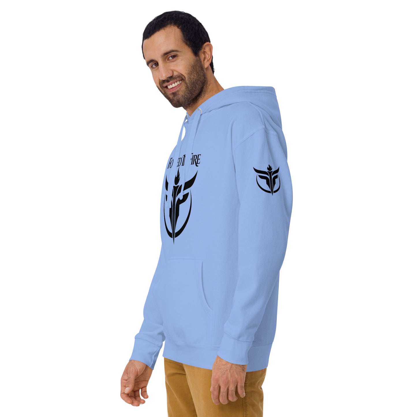 Unisex Black Logo Sleeves + Chest Hoodie