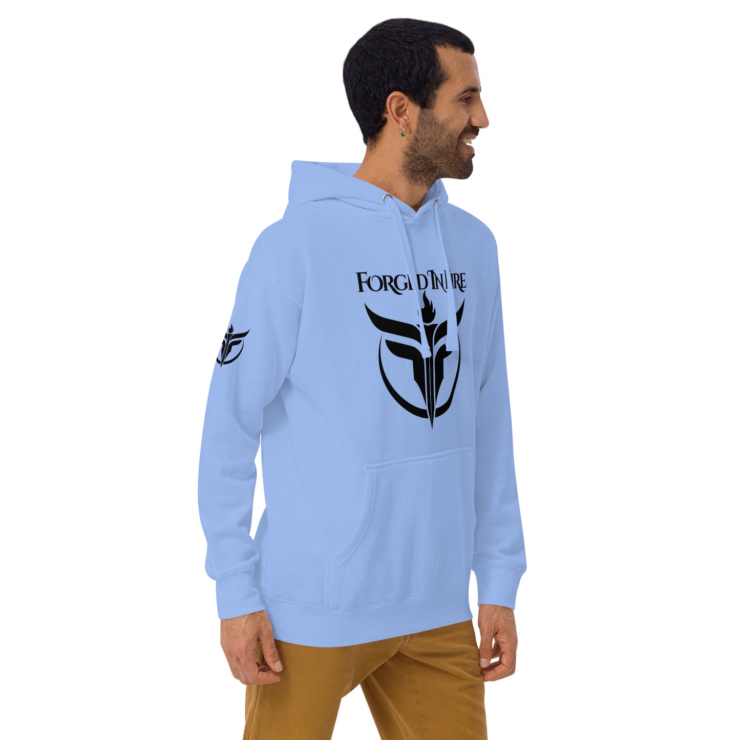 Unisex Black Logo Sleeves + Chest Hoodie