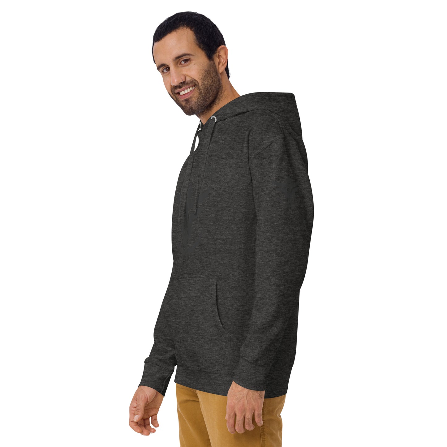 Unisex Black Logo Sleeves + Chest Hoodie