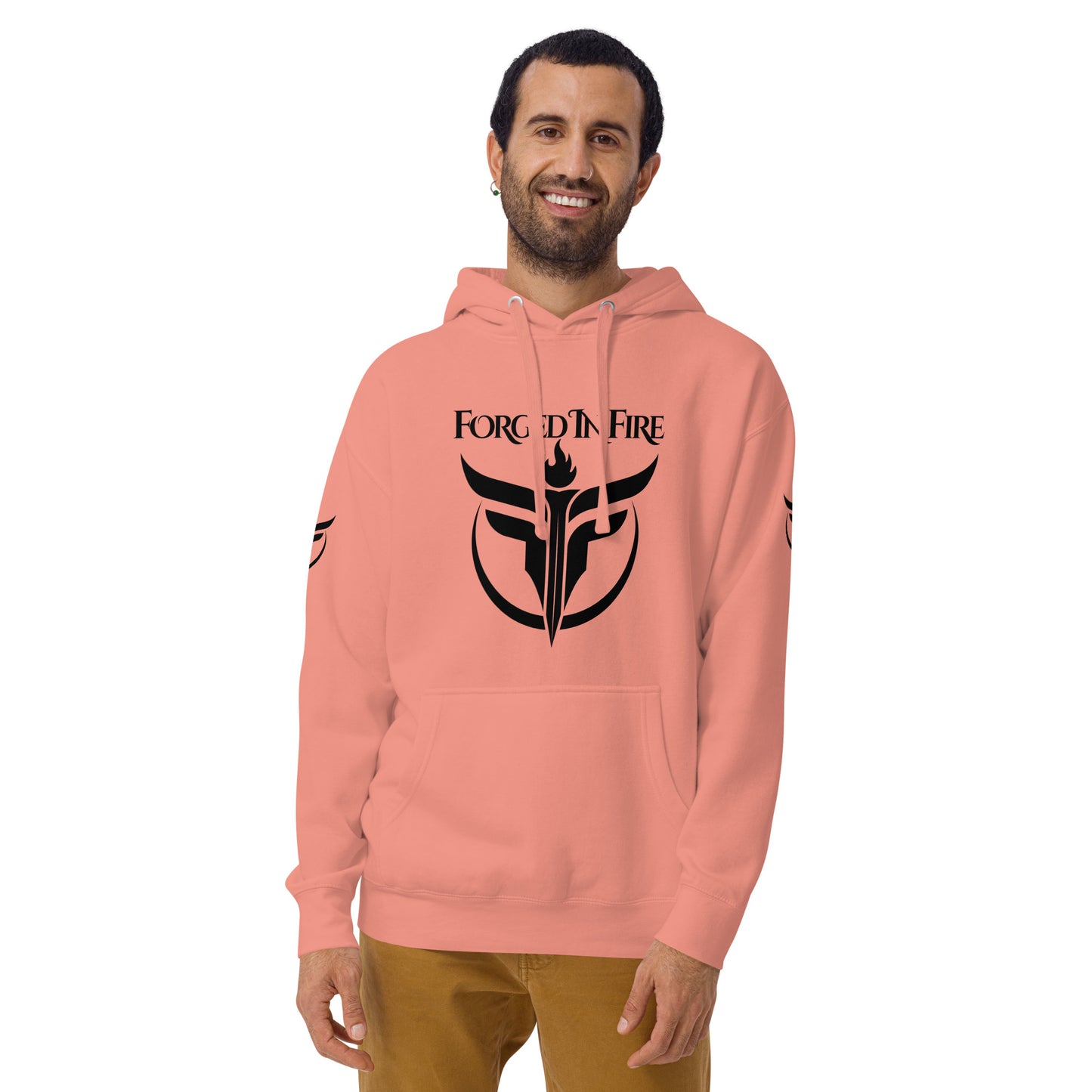 Unisex Black Logo Sleeves + Chest Hoodie