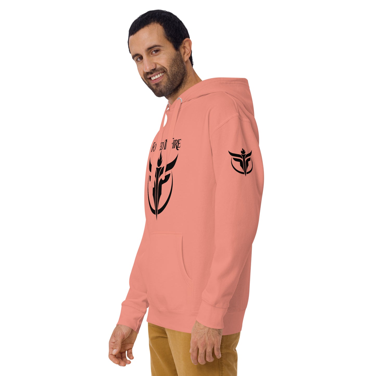 Unisex Black Logo Sleeves + Chest Hoodie