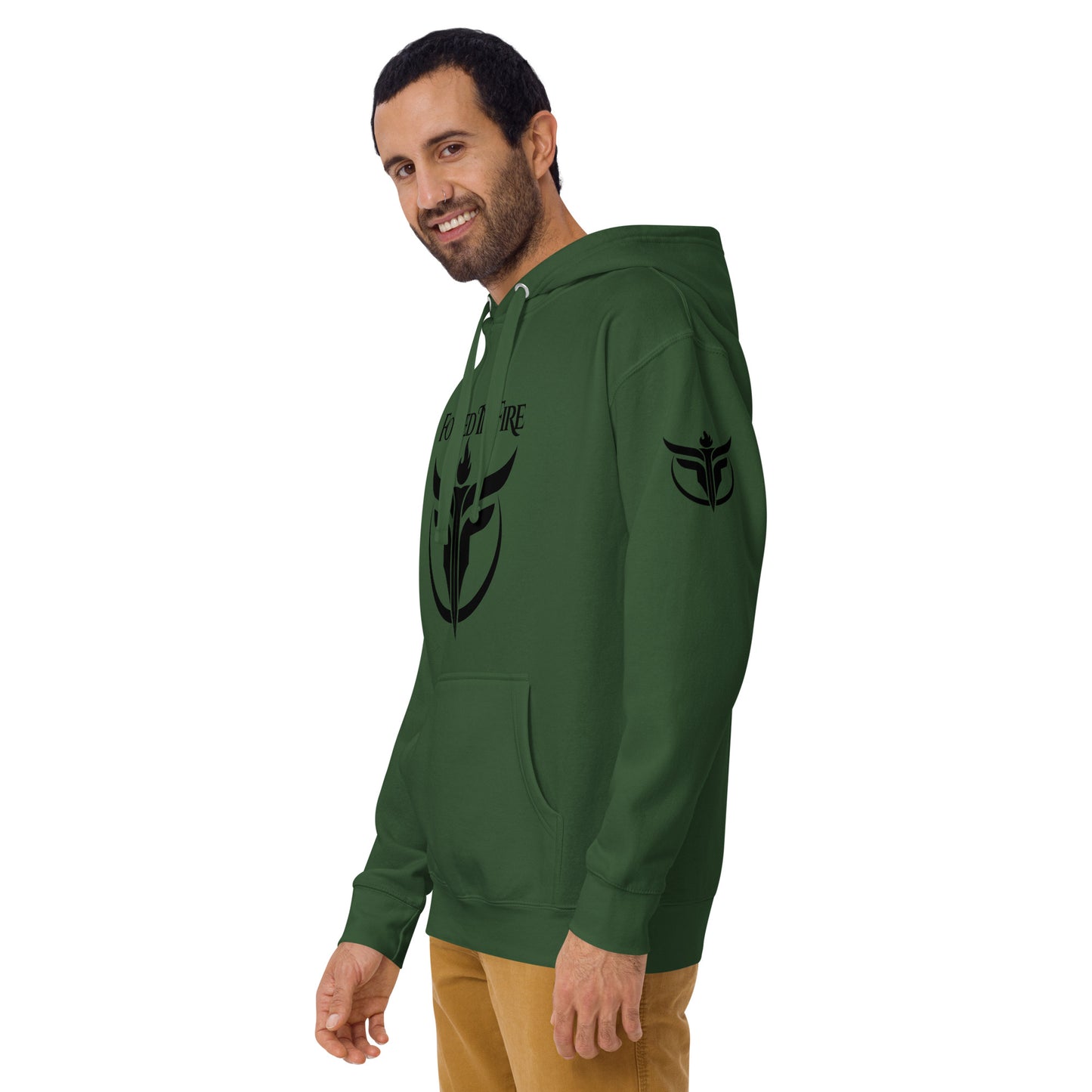Unisex Black Logo Sleeves + Chest Hoodie