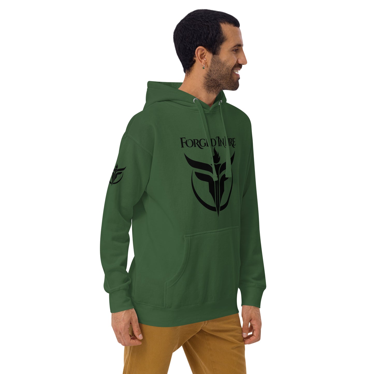 Unisex Black Logo Sleeves + Chest Hoodie