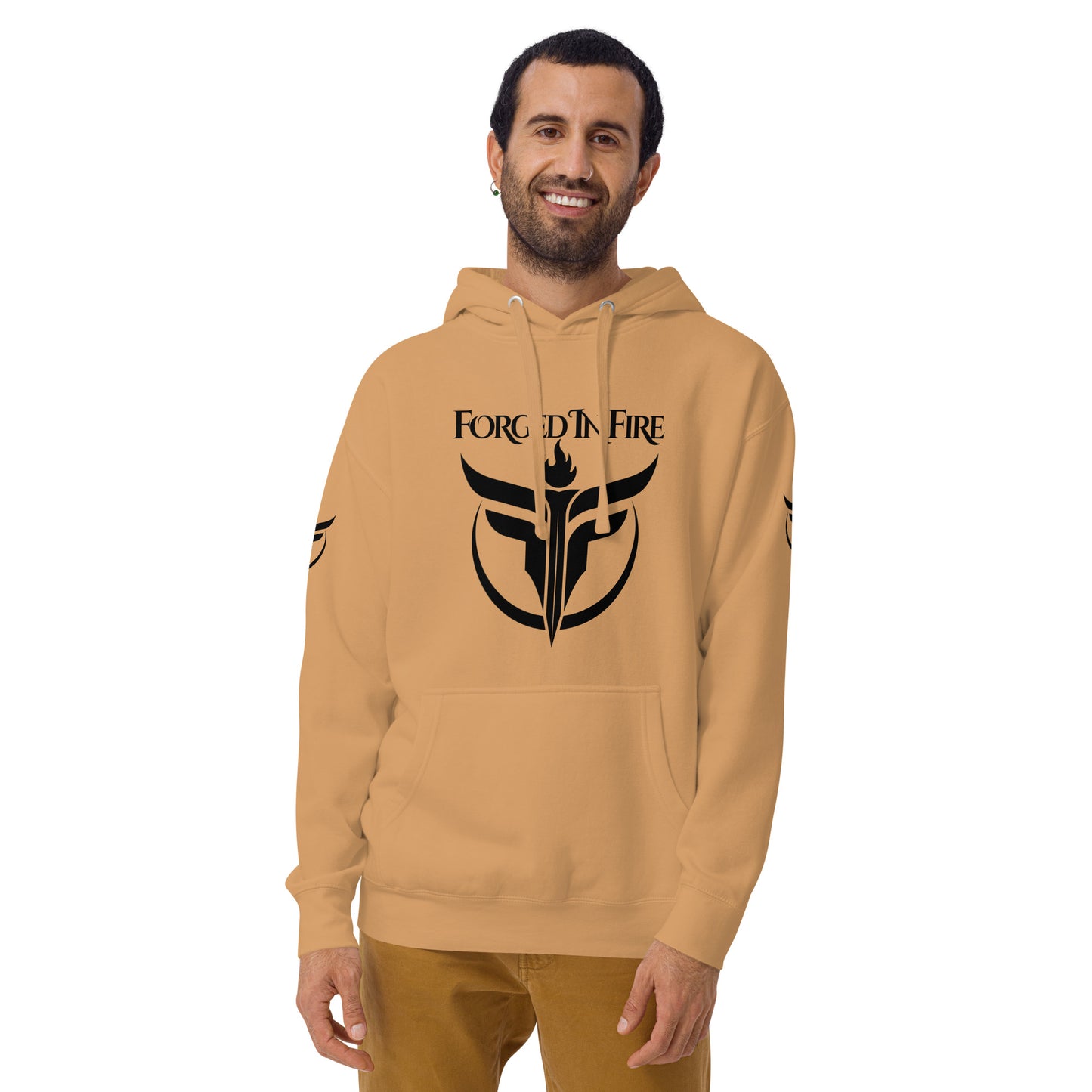 Unisex Black Logo Sleeves + Chest Hoodie