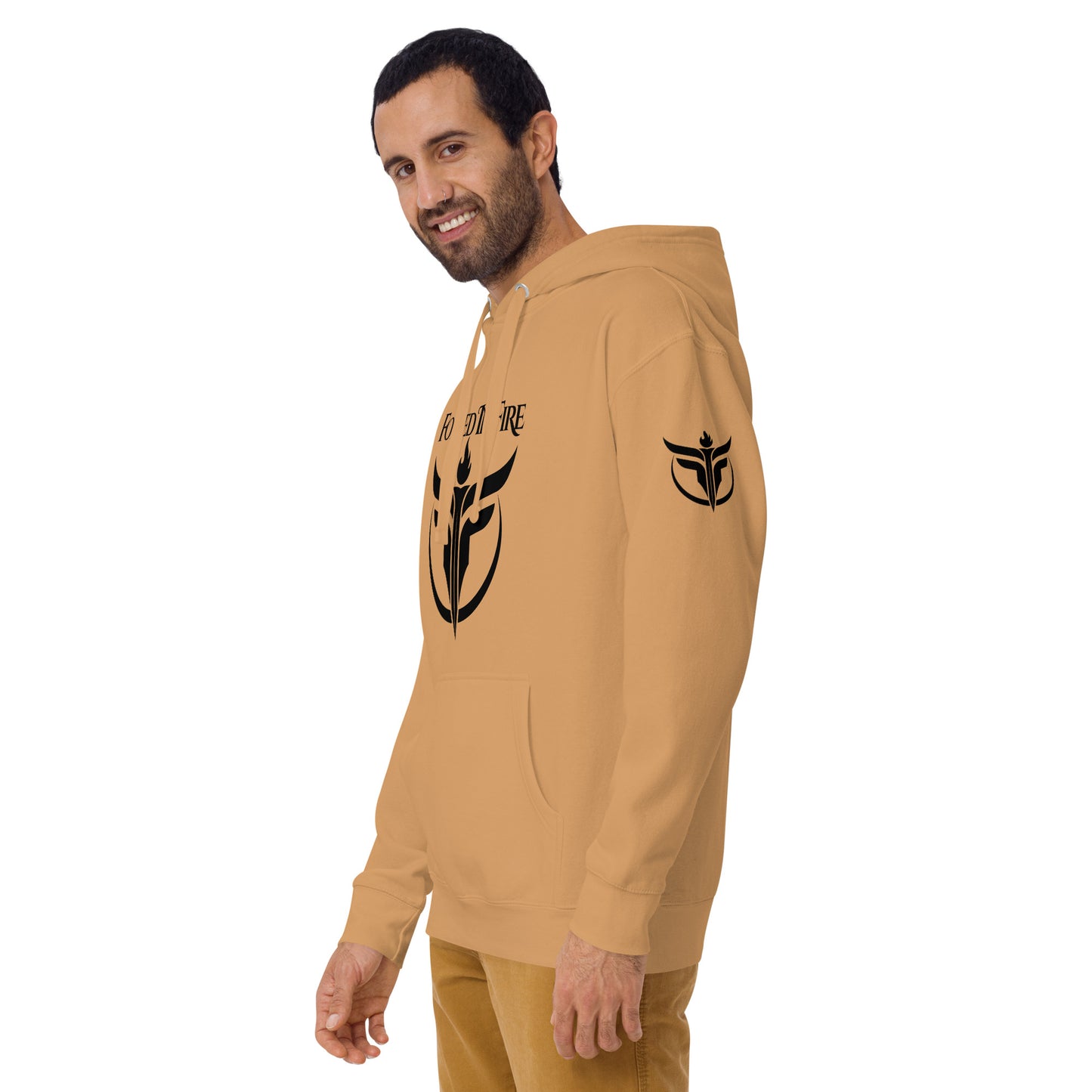 Unisex Black Logo Sleeves + Chest Hoodie