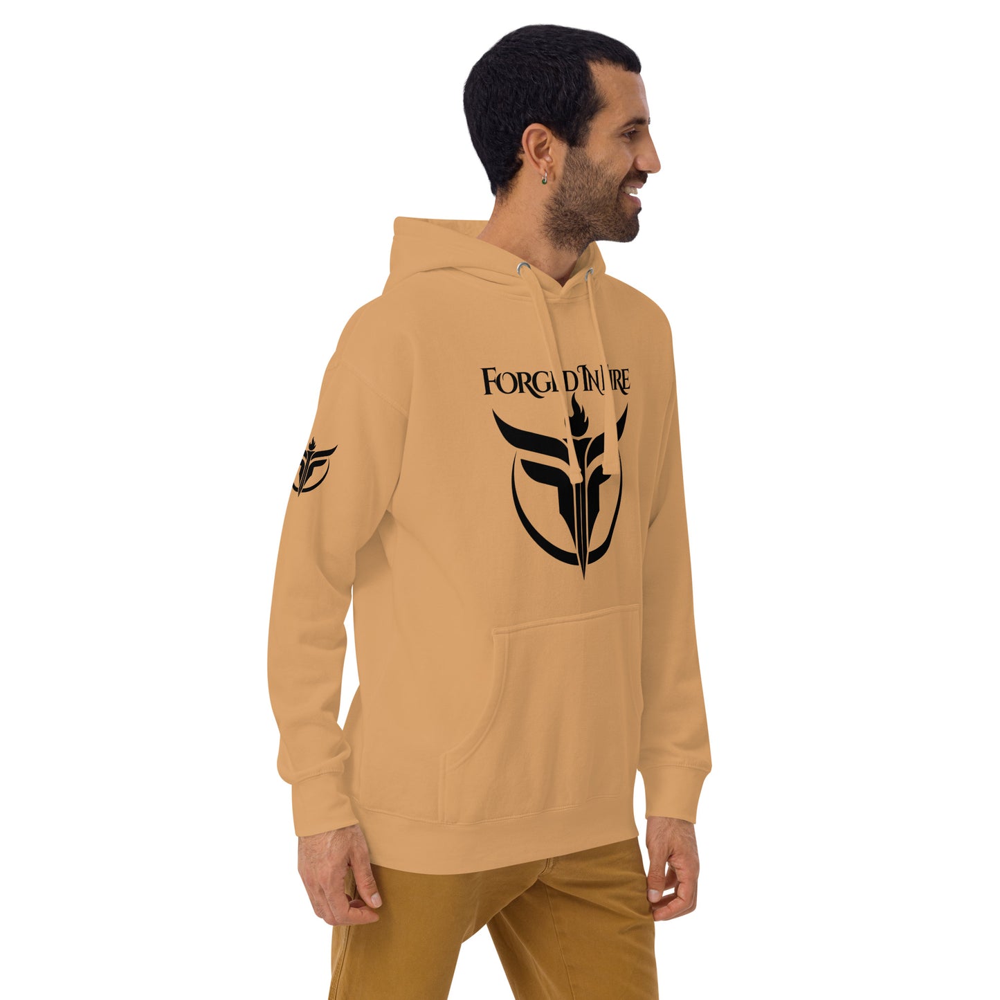 Unisex Black Logo Sleeves + Chest Hoodie