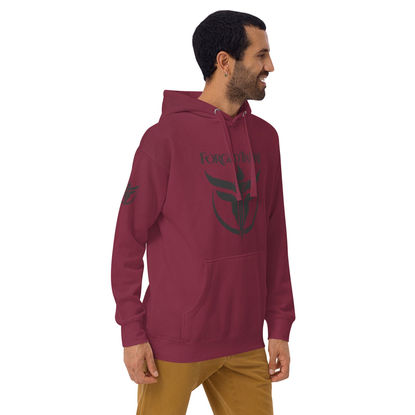 Unisex Black Logo Sleeves + Chest Hoodie