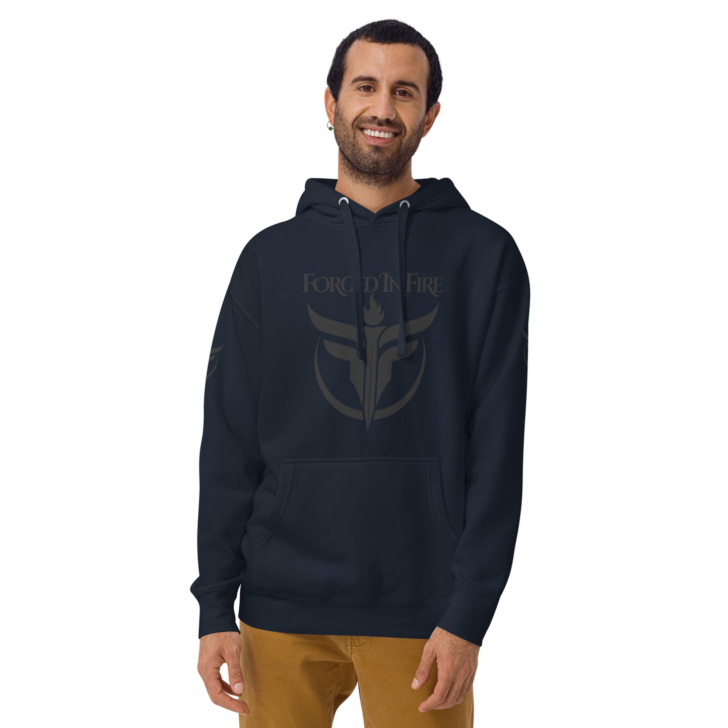 Unisex Black Logo Sleeves + Chest Hoodie