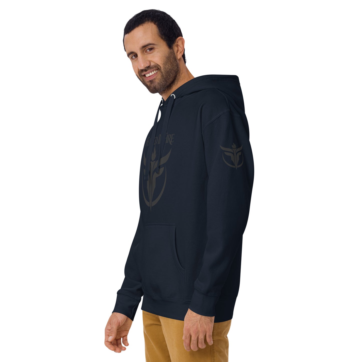 Unisex Black Logo Sleeves + Chest Hoodie