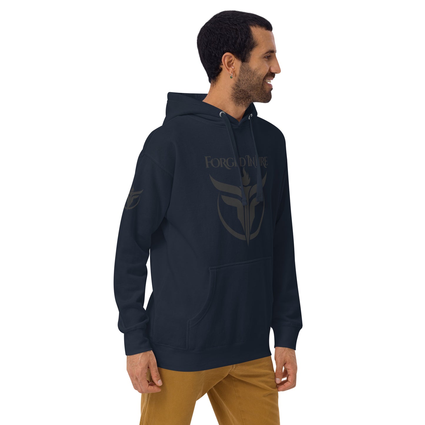 Unisex Black Logo Sleeves + Chest Hoodie