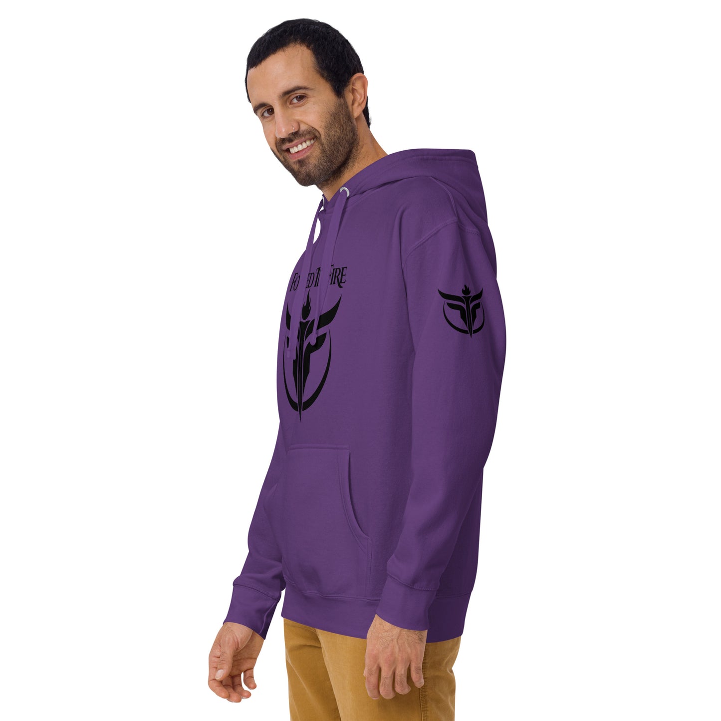 Unisex Black Logo Sleeves + Chest Hoodie