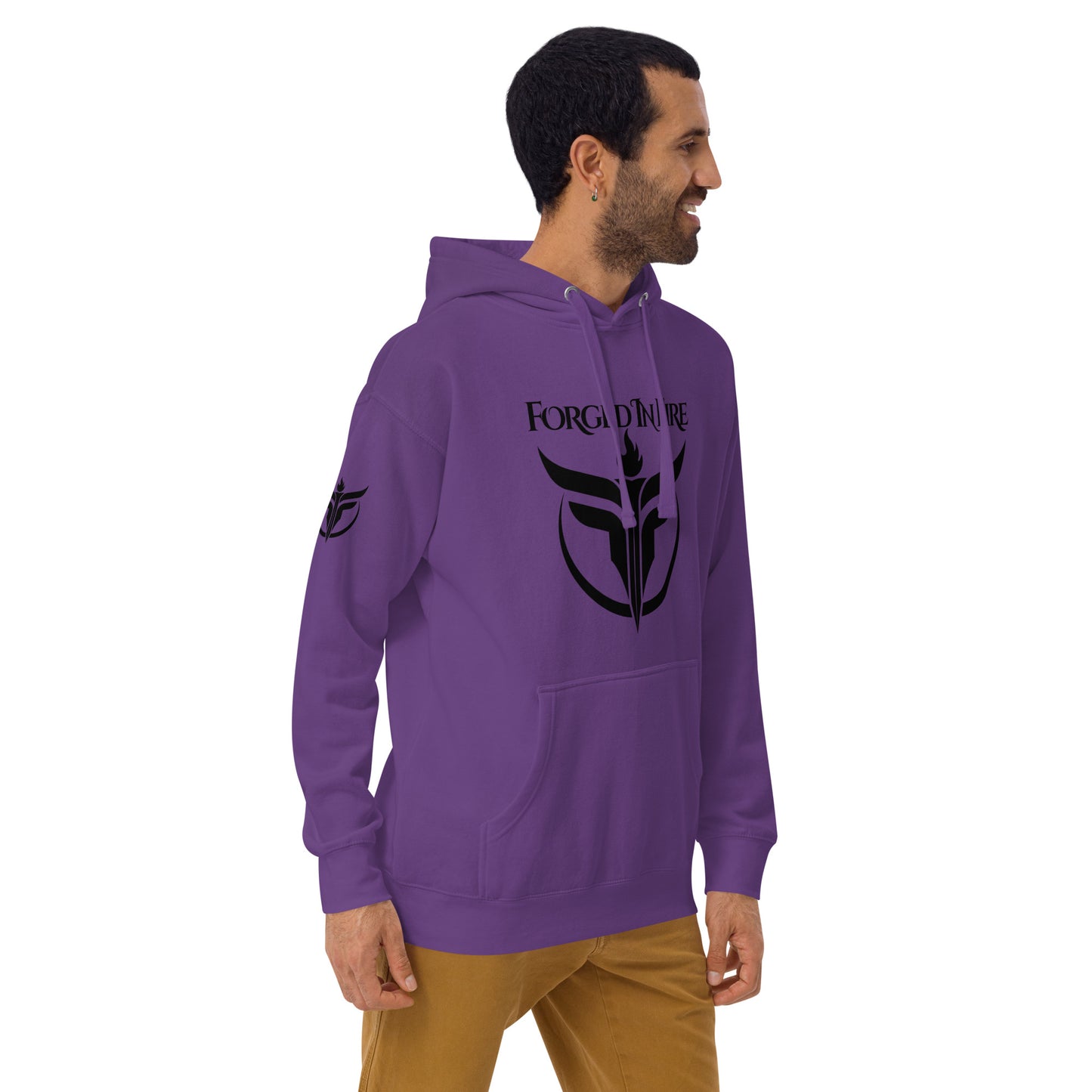 Unisex Black Logo Sleeves + Chest Hoodie