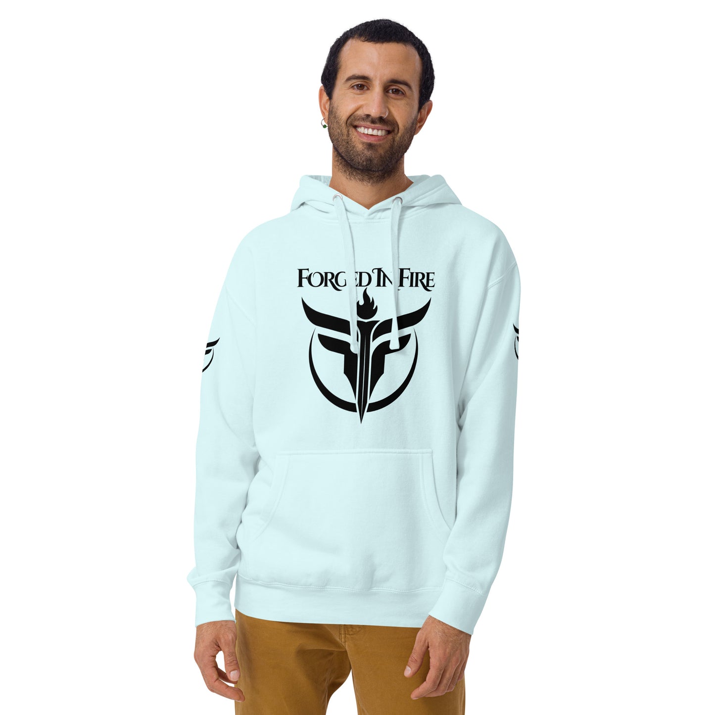 Unisex Black Logo Sleeves + Chest Hoodie