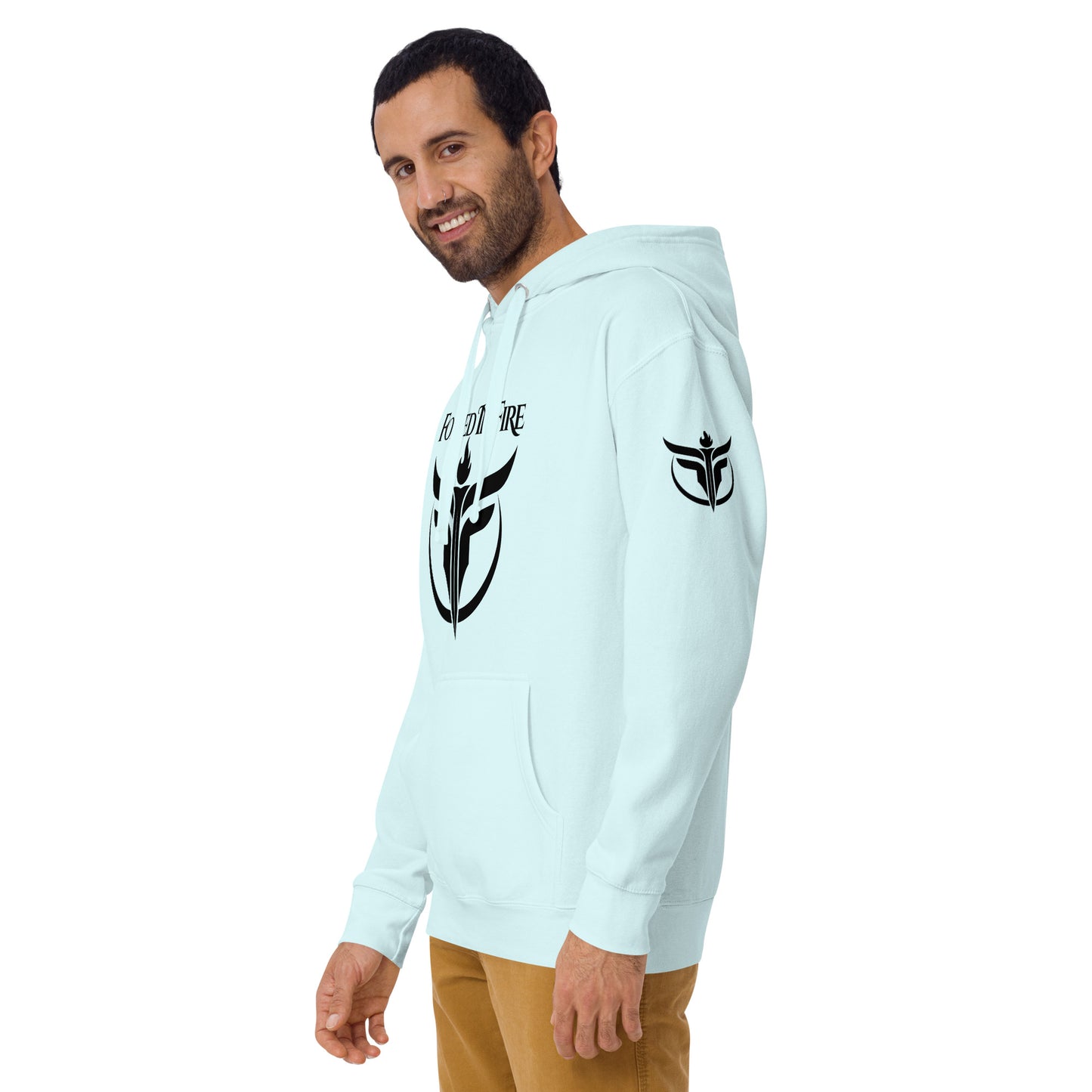 Unisex Black Logo Sleeves + Chest Hoodie