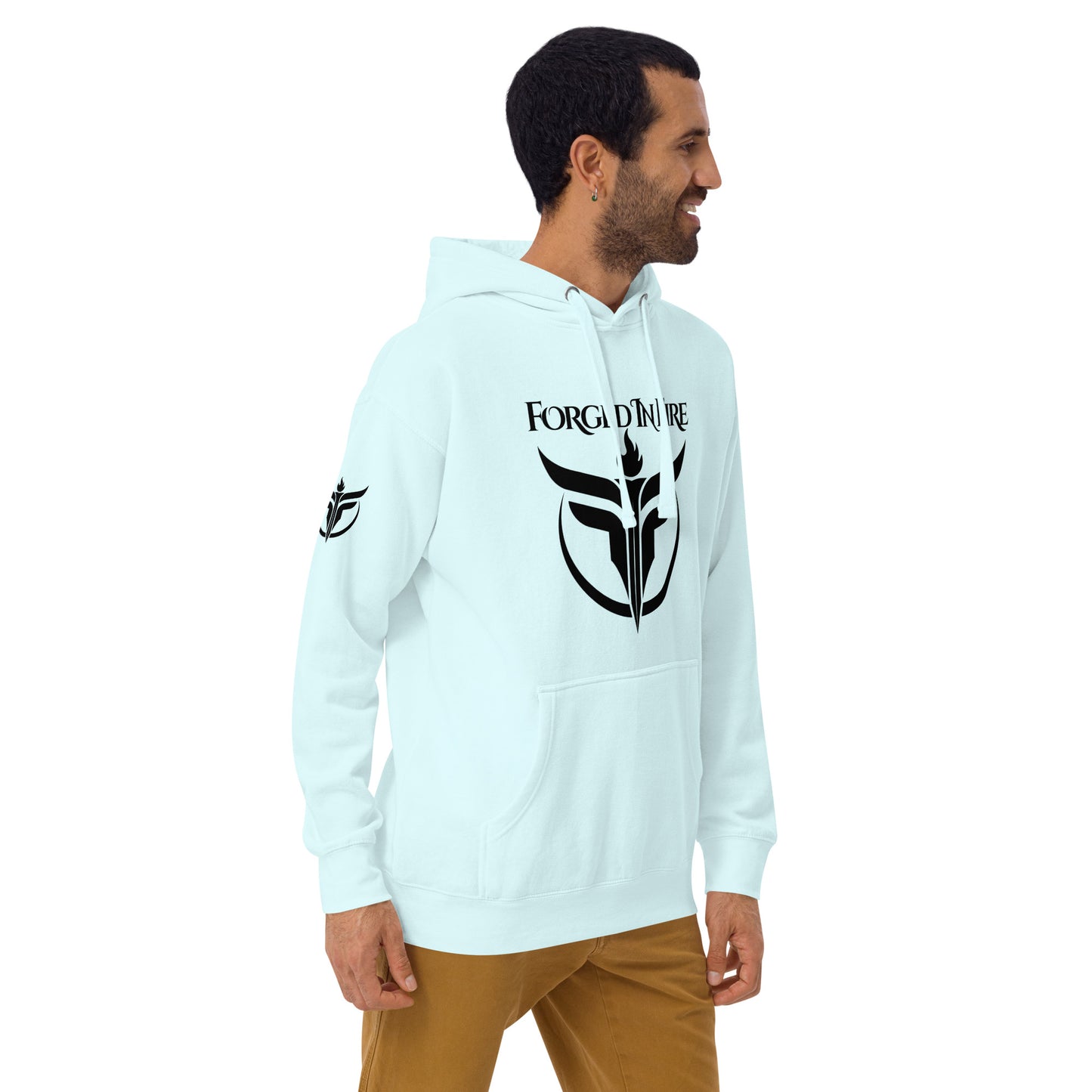 Unisex Black Logo Sleeves + Chest Hoodie