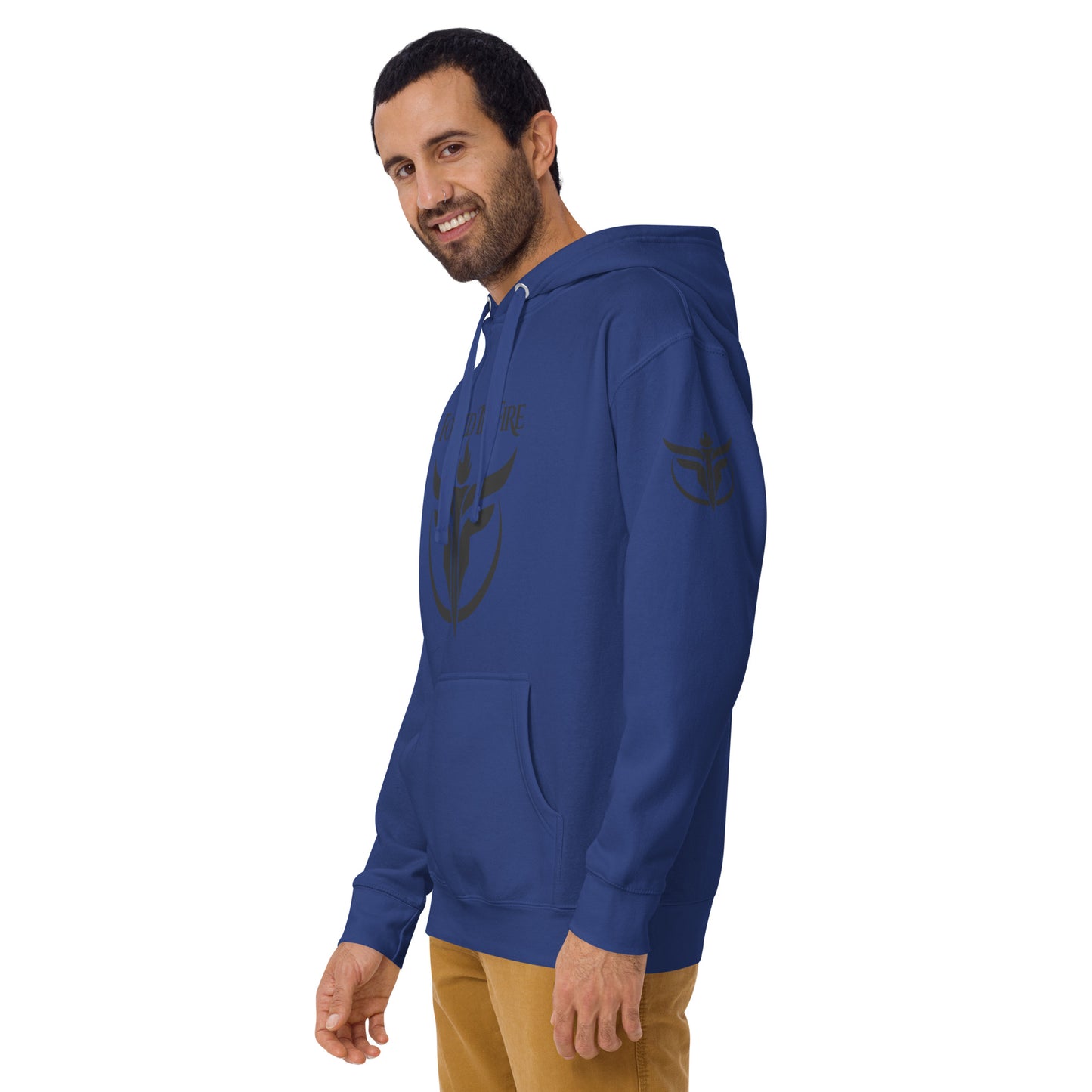 Unisex Black Logo Sleeves + Chest Hoodie
