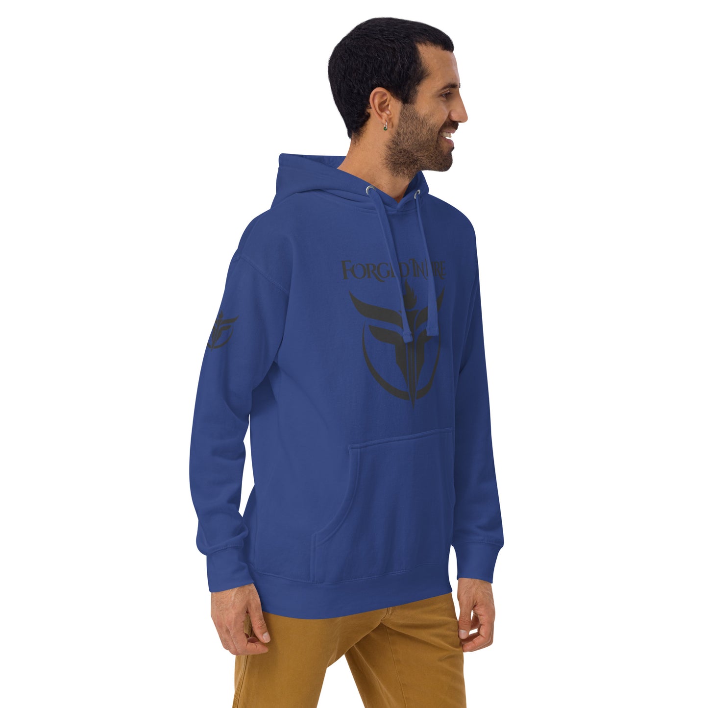 Unisex Black Logo Sleeves + Chest Hoodie