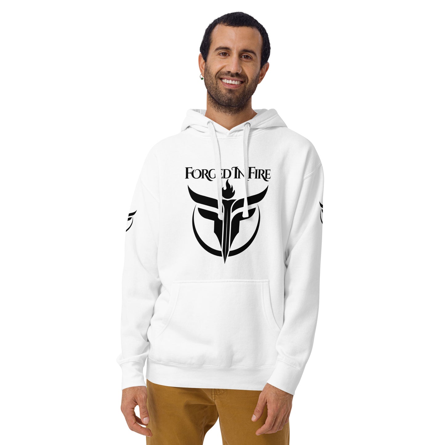 Unisex Black Logo Sleeves + Chest Hoodie
