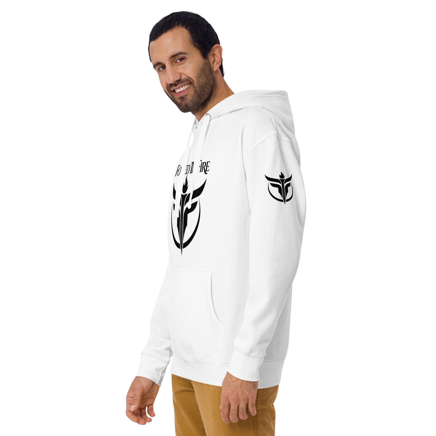 Unisex Black Logo Sleeves + Chest Hoodie